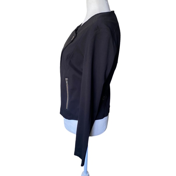 Cabi Black Asymmetrical Snap Zip Ponte Moto Jacket Size Small - Picture 9 of 16